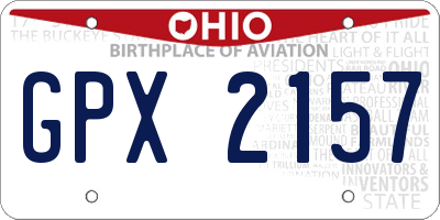 OH license plate GPX2157