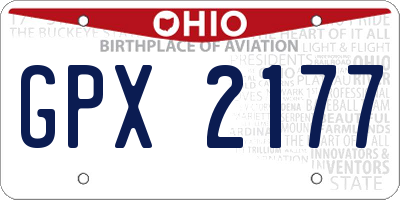 OH license plate GPX2177