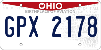 OH license plate GPX2178