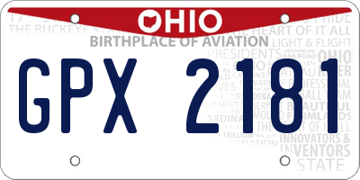 OH license plate GPX2181