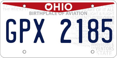 OH license plate GPX2185