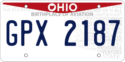 OH license plate GPX2187