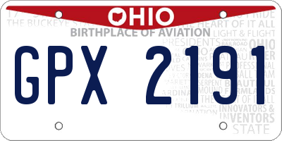 OH license plate GPX2191