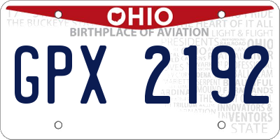 OH license plate GPX2192