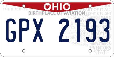 OH license plate GPX2193
