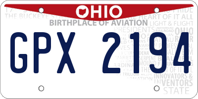 OH license plate GPX2194