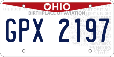 OH license plate GPX2197