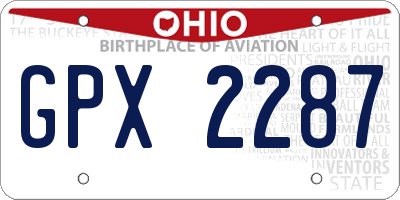 OH license plate GPX2287