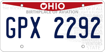 OH license plate GPX2292
