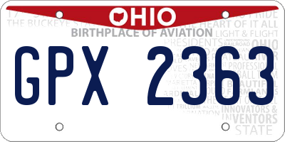 OH license plate GPX2363