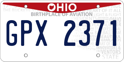 OH license plate GPX2371