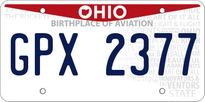 OH license plate GPX2377