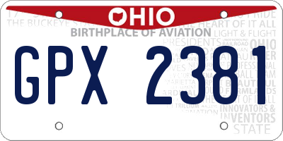 OH license plate GPX2381