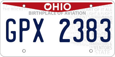 OH license plate GPX2383