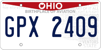 OH license plate GPX2409