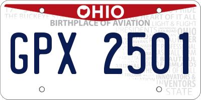 OH license plate GPX2501