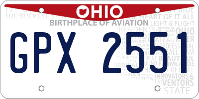OH license plate GPX2551