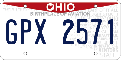 OH license plate GPX2571