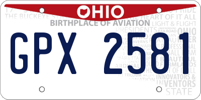 OH license plate GPX2581