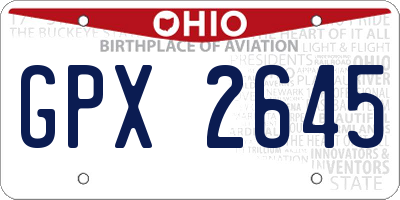 OH license plate GPX2645