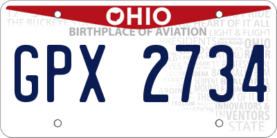 OH license plate GPX2734