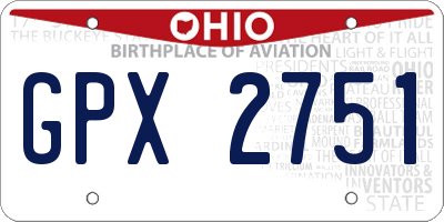 OH license plate GPX2751