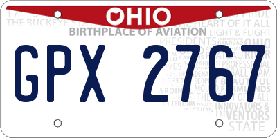 OH license plate GPX2767