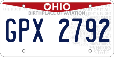 OH license plate GPX2792