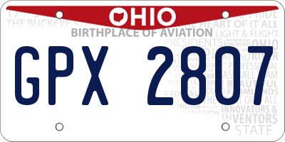 OH license plate GPX2807