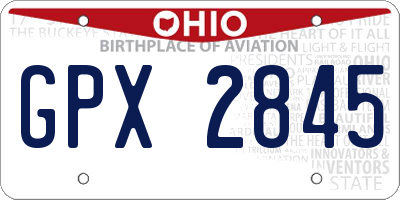 OH license plate GPX2845