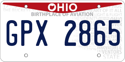 OH license plate GPX2865