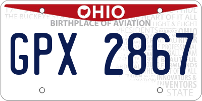 OH license plate GPX2867