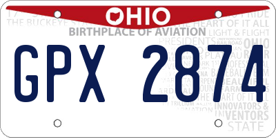 OH license plate GPX2874
