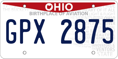 OH license plate GPX2875