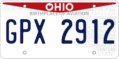 OH license plate GPX2912