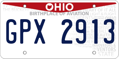 OH license plate GPX2913