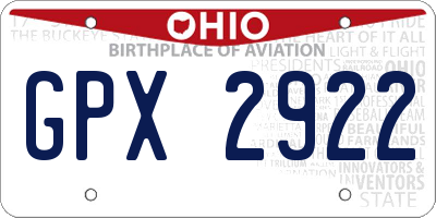 OH license plate GPX2922