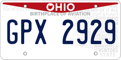 OH license plate GPX2929