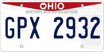 OH license plate GPX2932