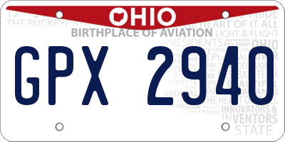 OH license plate GPX2940