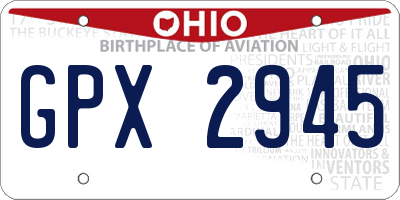 OH license plate GPX2945