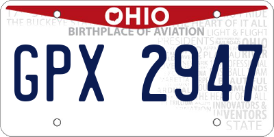 OH license plate GPX2947