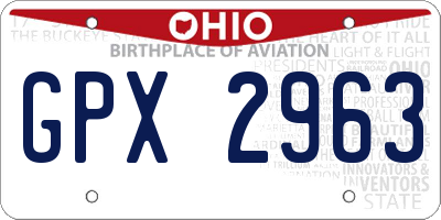 OH license plate GPX2963