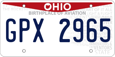 OH license plate GPX2965