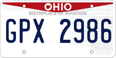 OH license plate GPX2986
