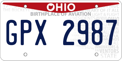 OH license plate GPX2987