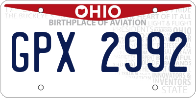 OH license plate GPX2992