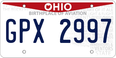 OH license plate GPX2997