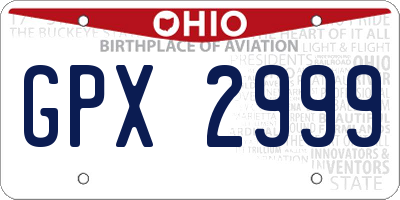 OH license plate GPX2999