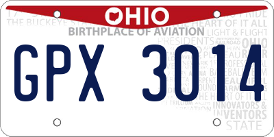 OH license plate GPX3014